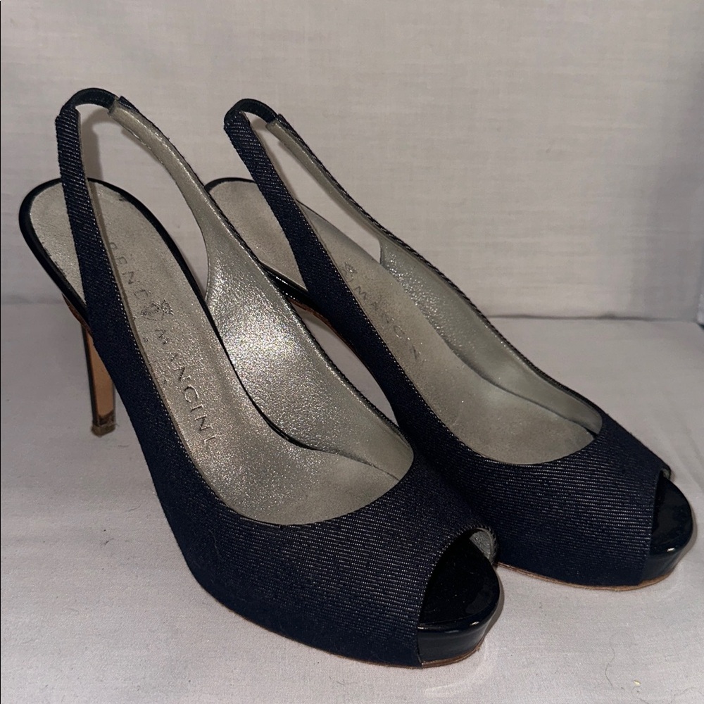 Rene Mancini Jean Peep Toe Slingback Heels - Picture 3 of 9